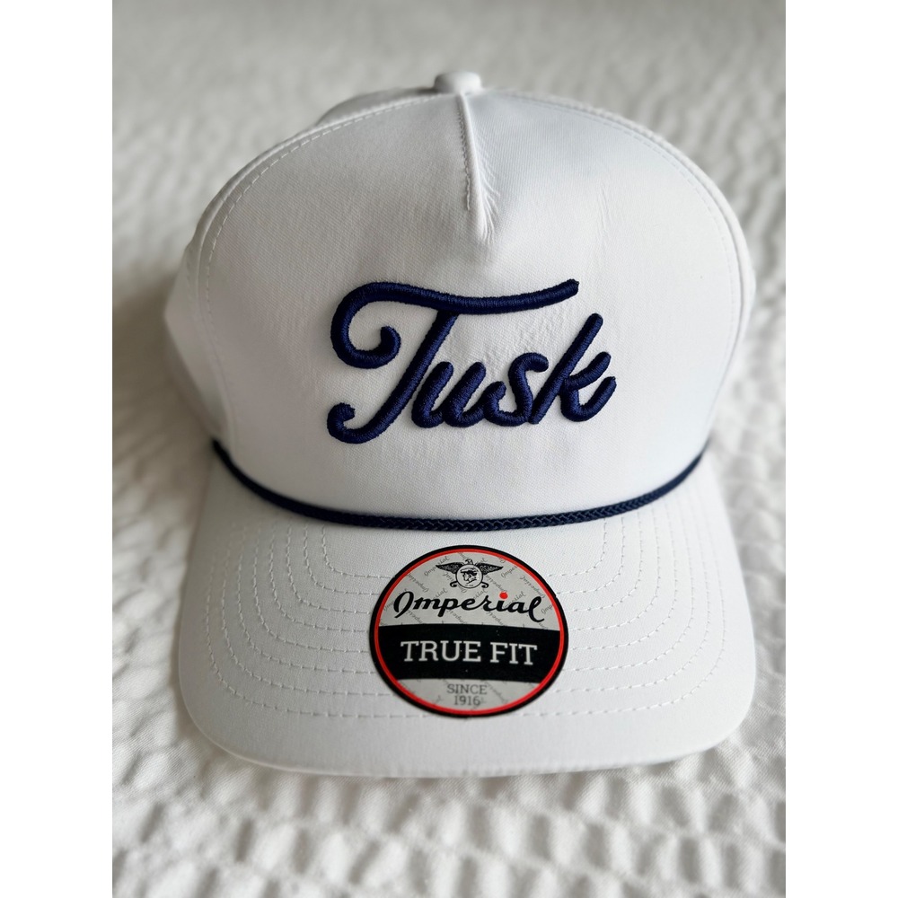 Imperial True Fit Tusk Script Rope Hat White Navy Snapback Golf Cap